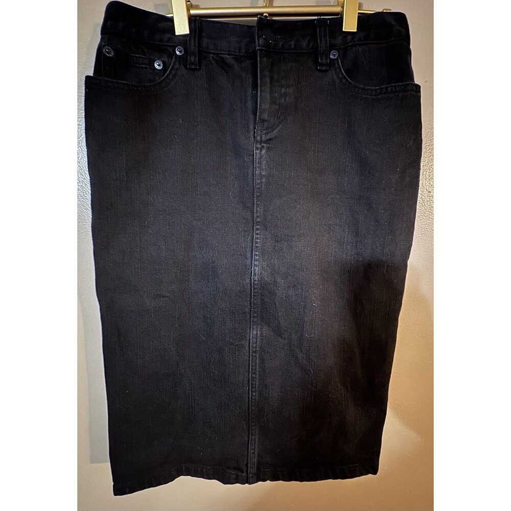 LRL Lauren Jeans Co Black Denim Skirt Size 2